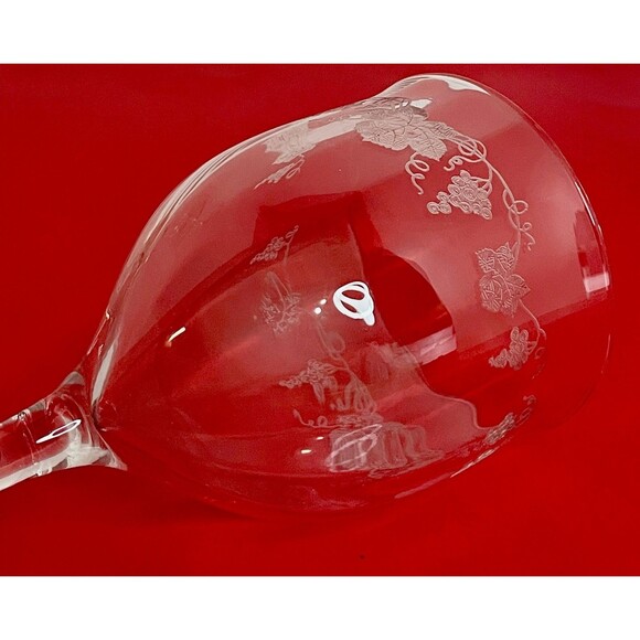 Vintage Grape Etch Wine Glass Goblet (s) LOT OF 2 Vine Leaf Optic Crystal - Picture 6 of 8